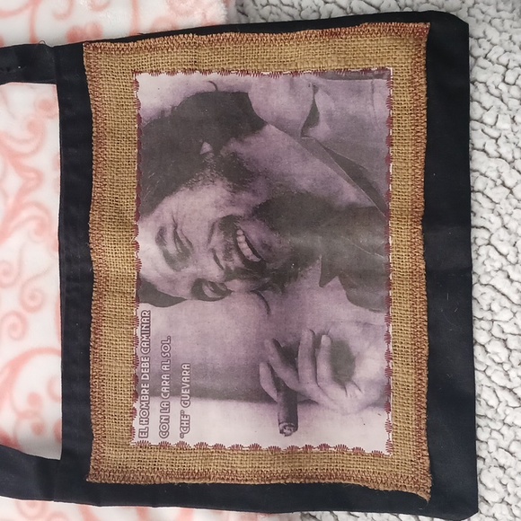 Handmade  "Che" Shoulder Crossbody Black Fabric Bag - Picture 2 of 6